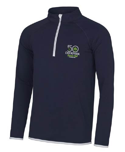 Men's Half Zip Neck Training Top JC031 - Navy with Jubilee Logo - Deerpark Tennis Club