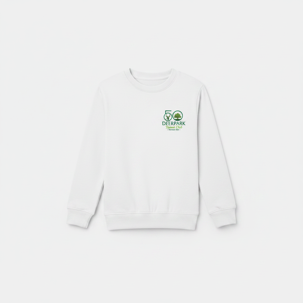 Kids Crewneck Sweatshirt JH30J - White with Jubilee Logo - Deerpark Tennis Club